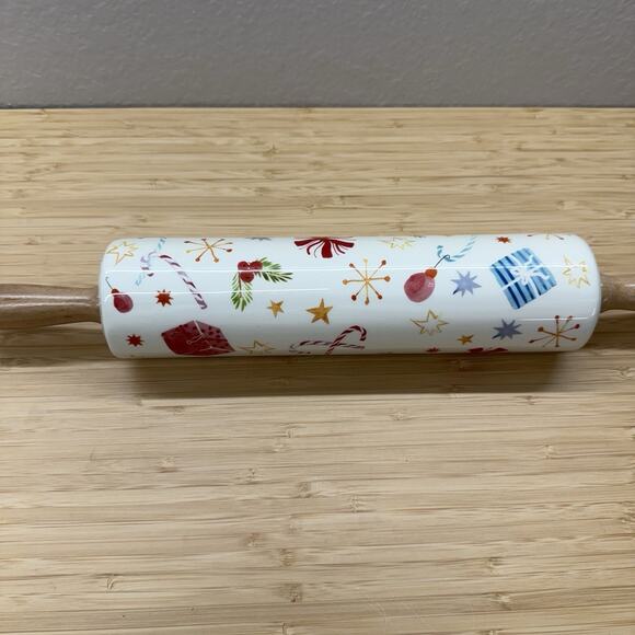 World market earthenware Christmas rolling pin. “all The trimmings” Ceramic - Picture 4 of 4
